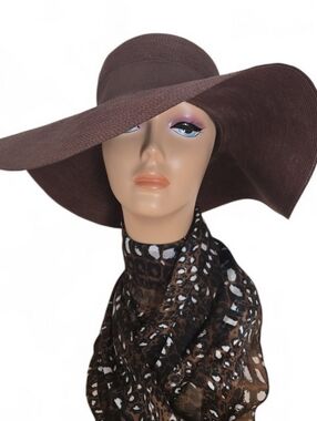 Vintage 50s 60s Abraham & Strauss Italian Floppy Hat Brown 4.5" Wide Brim